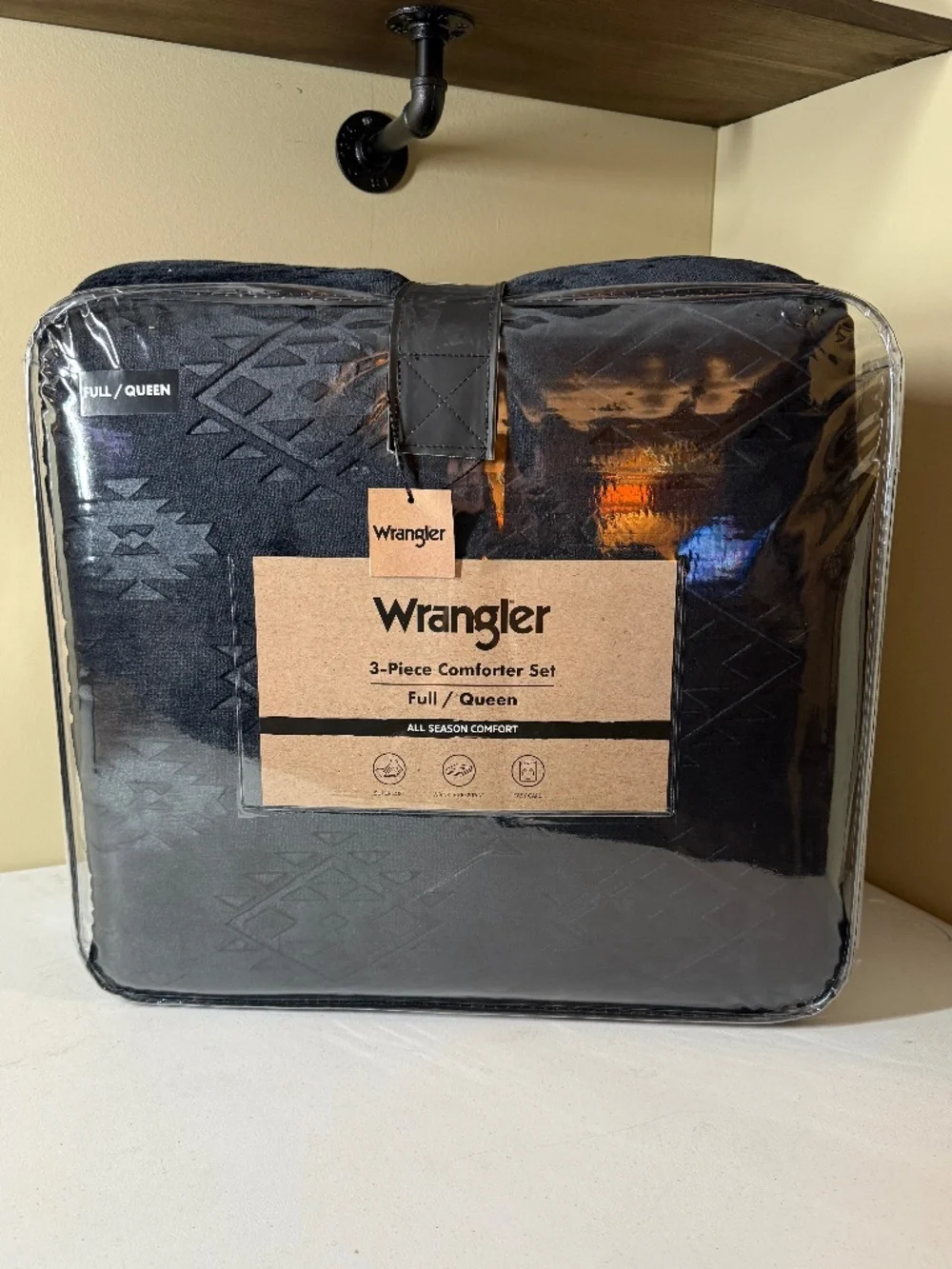 Wrangler Black Aztec Comforter Set FULL/QUEEN Size Soft Plush 3 Piece Set